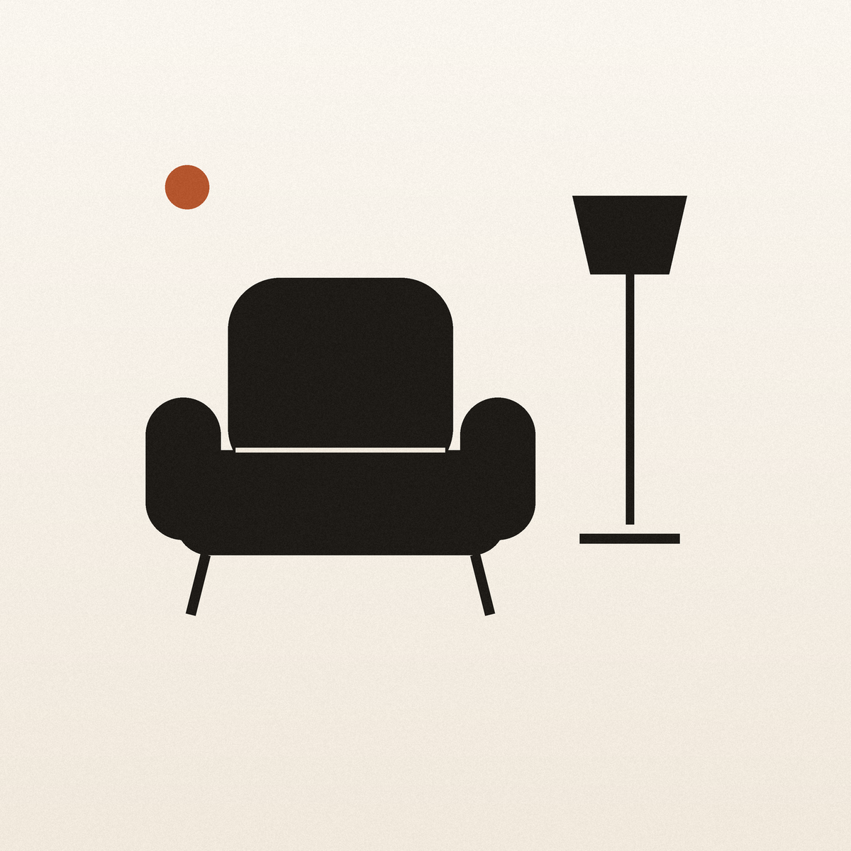 Armchair and floor lamp